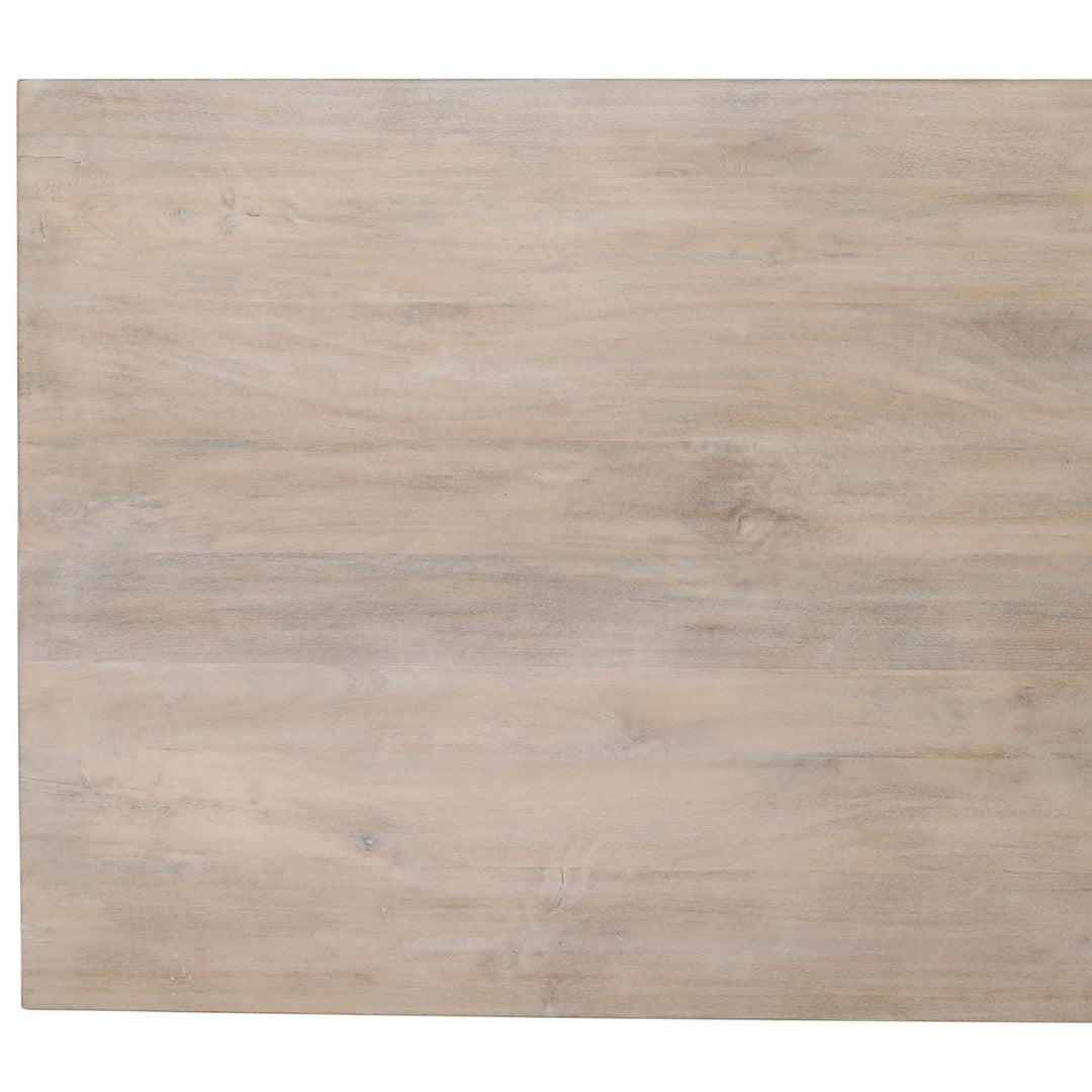 Anya Whitewash Mango Wood Dining Table, overhead view