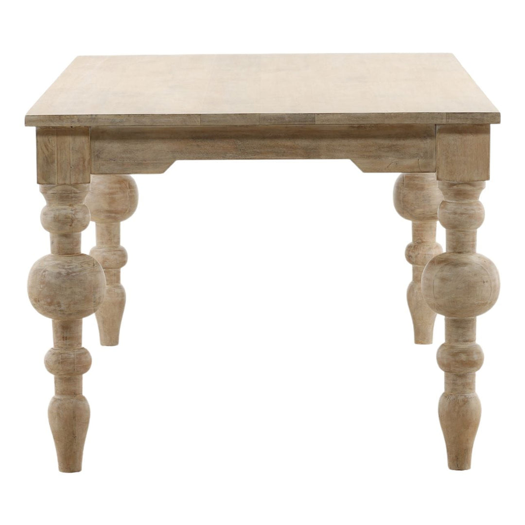 Anya Whitewash Mango Wood Dining Table, profile view