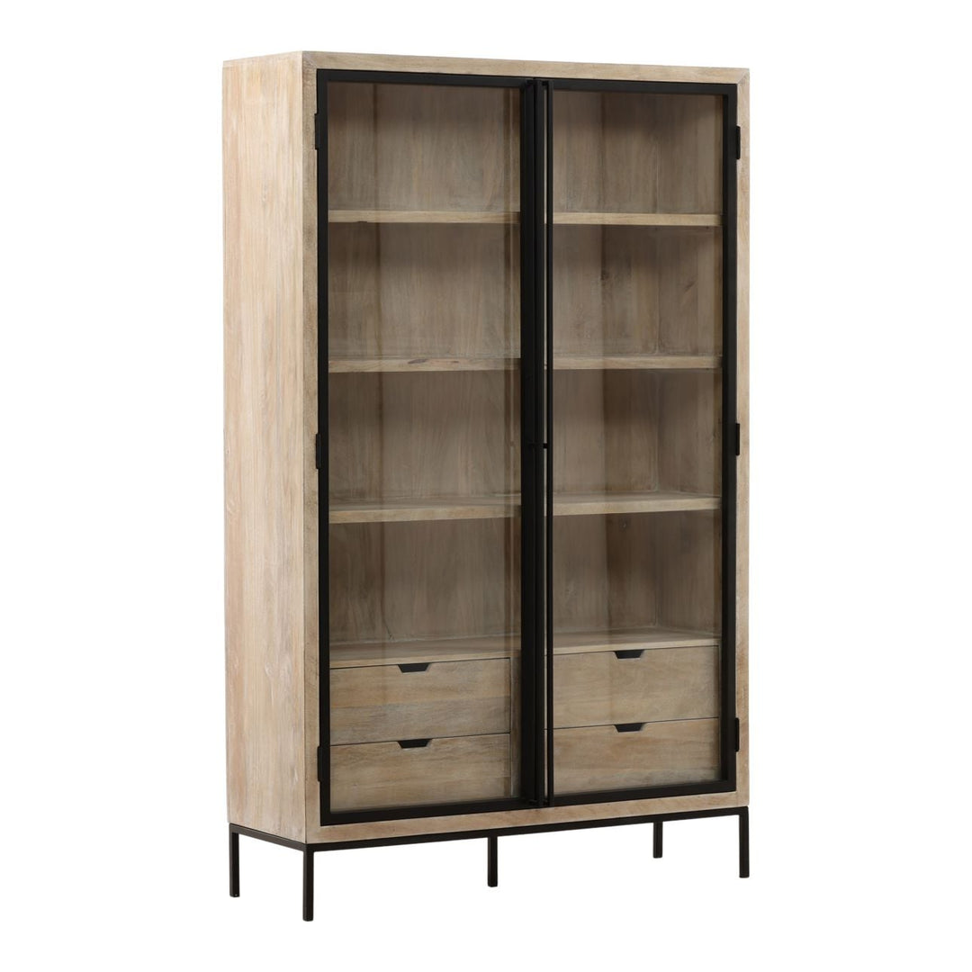 Fairmont Glass and Wood Cabinet, three-quarter studio view