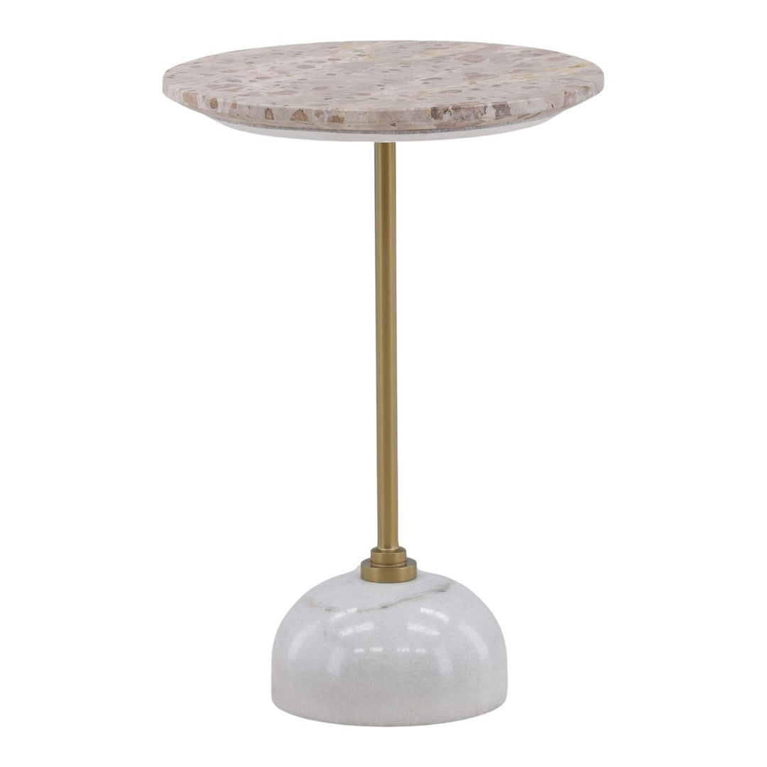 Ren Marble and Iron Side Table, three-quarter studio view