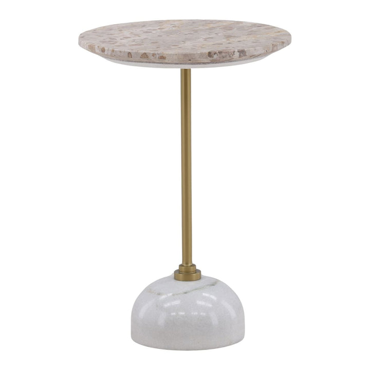 Ren Marble and Iron Side Table, three-quarter studio view