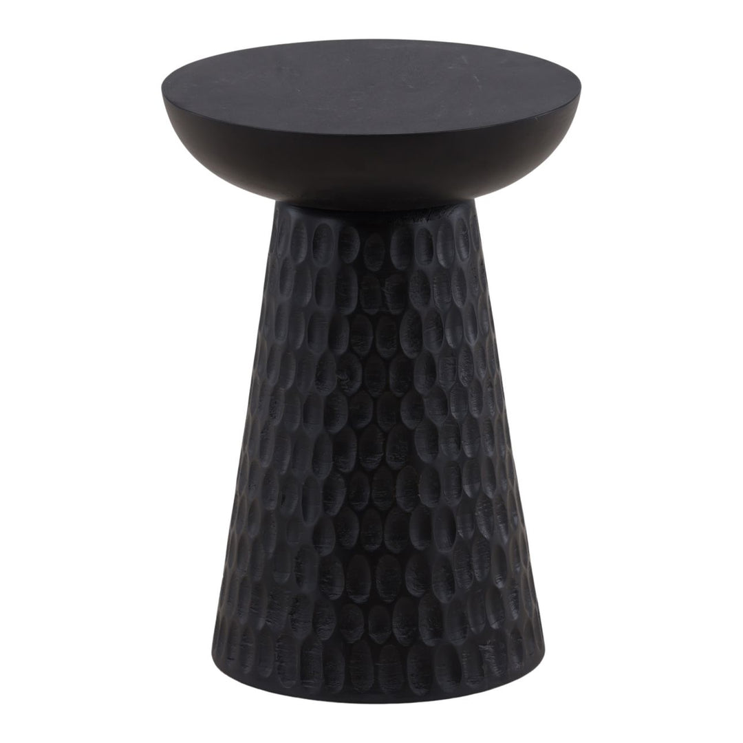 Marlo Black Wood Side Table, three-quarter studio view