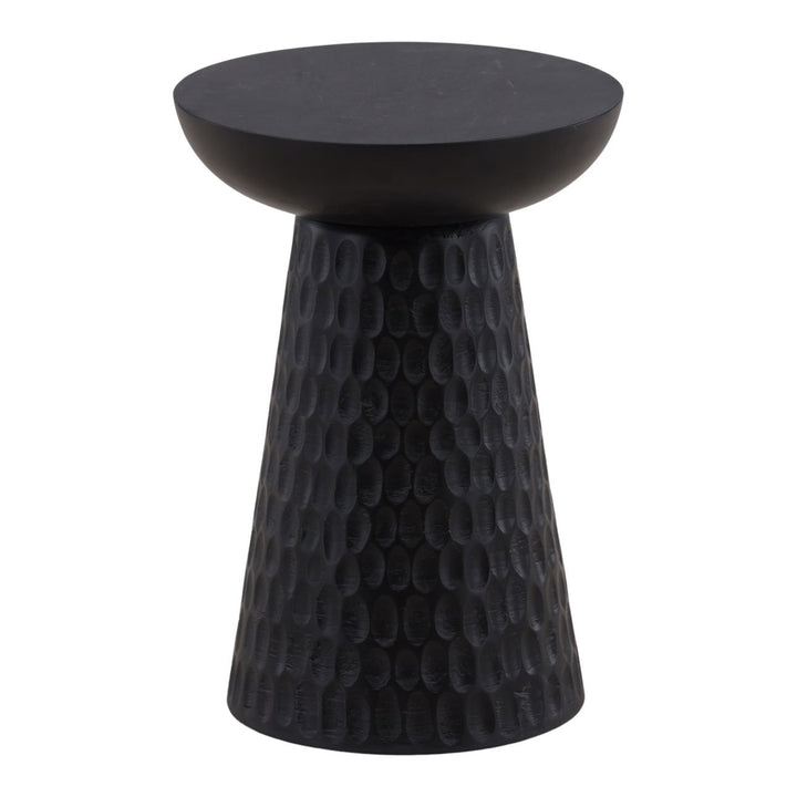 Marlo Black Wood Side Table, three-quarter studio view