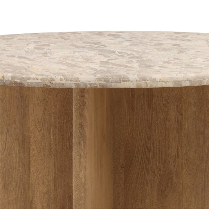 Lana Marble and Mango Wood Dining Table, detail 1 view