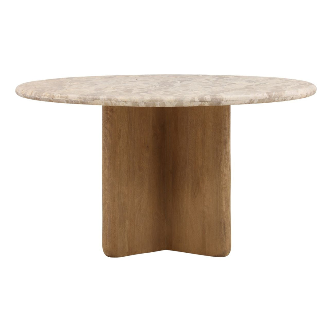 Lana Marble and Mango Wood Dining Table, front view
