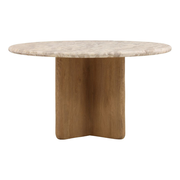 Lana Marble and Mango Wood Dining Table, front view