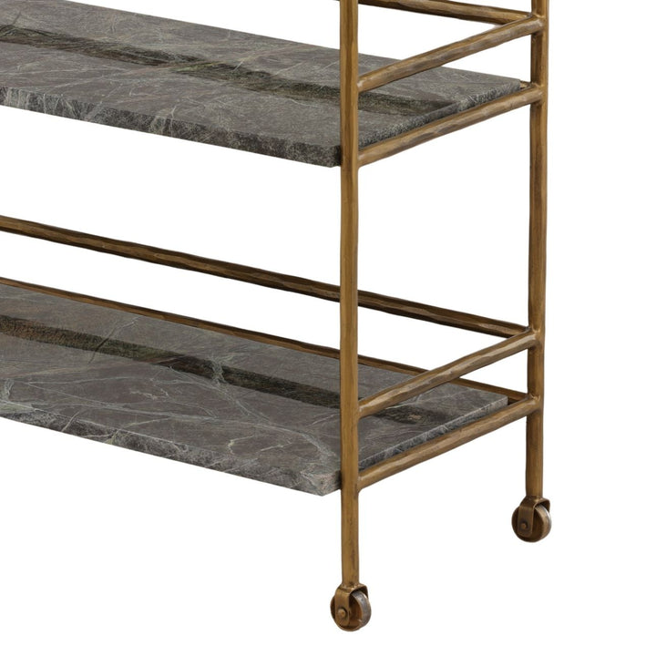 Loxren Marble Glass Bar Cart, detail 1 view
