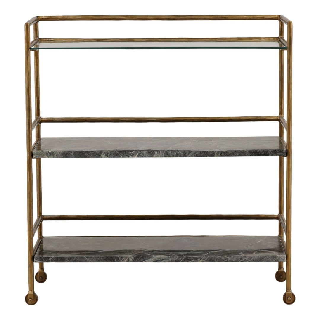 Loxren Marble Glass Bar Cart, front view