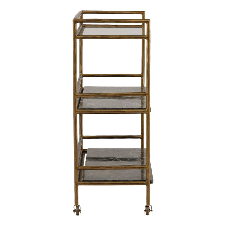 Loxren Marble Glass Bar Cart, profile view