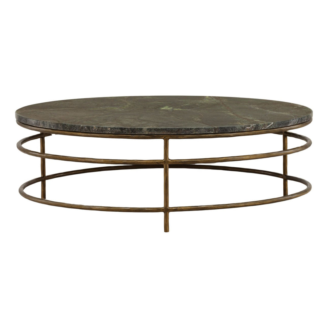 Meridian Marble Coffee Table, Green and Brown, three-quarter studio view