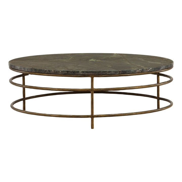Meridian Marble Coffee Table, Green and Brown, three-quarter studio view