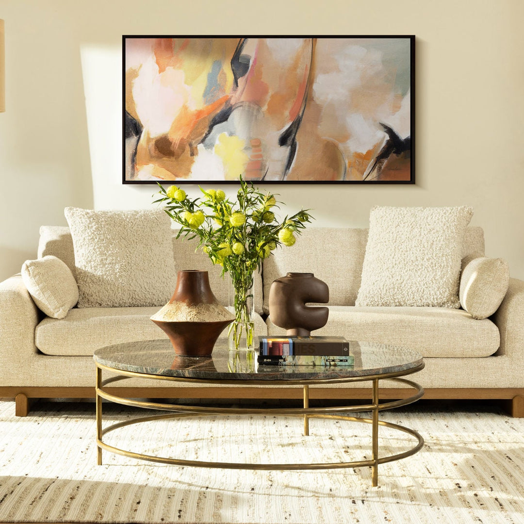 Meridian Marble Coffee Table, Green and Brown, alternate lifestyle view 1