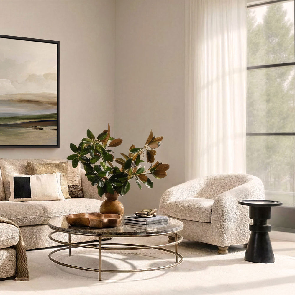 Meridian Marble Coffee Table, Green and Brown, lifestyle view
