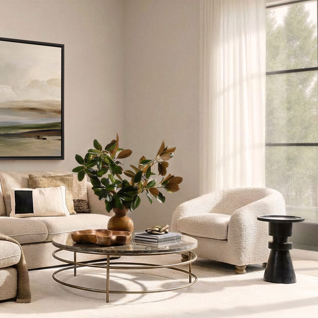 Meridian Marble Coffee Table, Green and Brown, lifestyle view