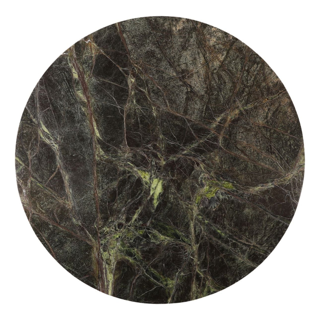 Meridian Marble Coffee Table, Green and Brown, overhead view