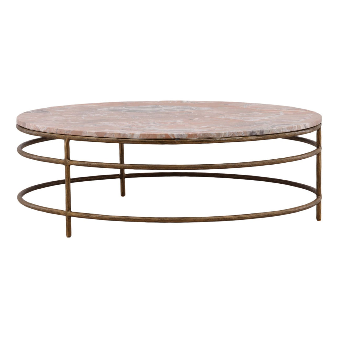 Meridian Marble Coffee Table, Orange, three-quarter studio view
