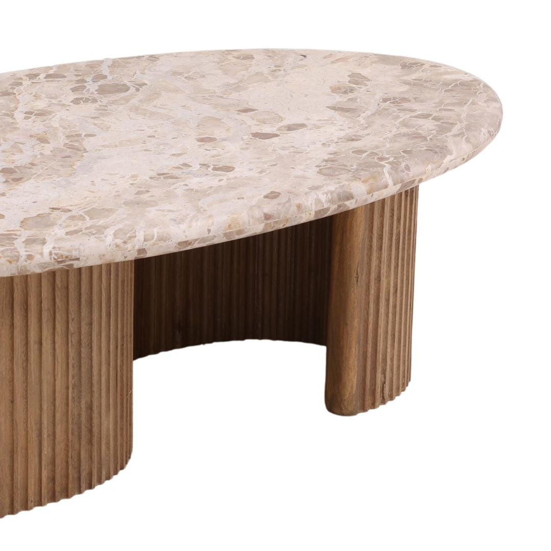 Barrett Marble and Wood Coffee Table, detail 2 view
