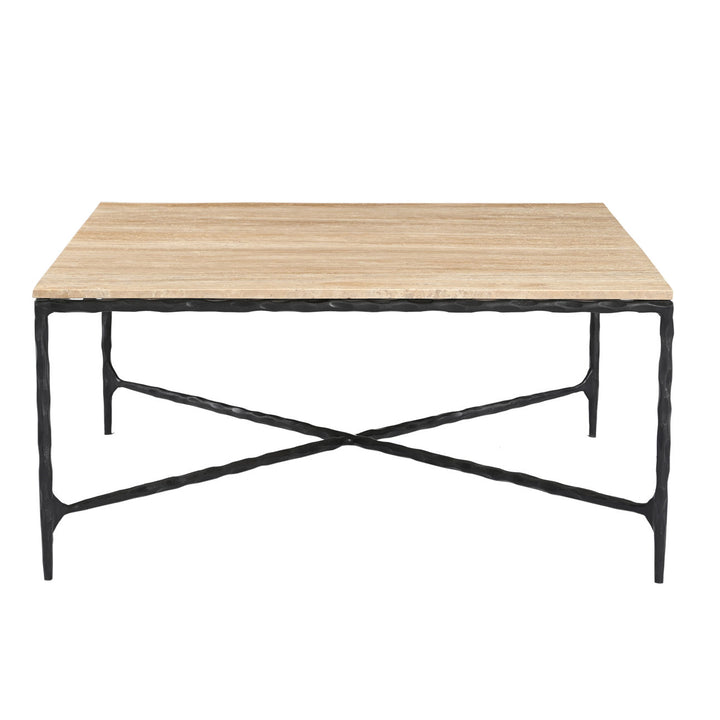 Neri Travertine Coffee Table, front view