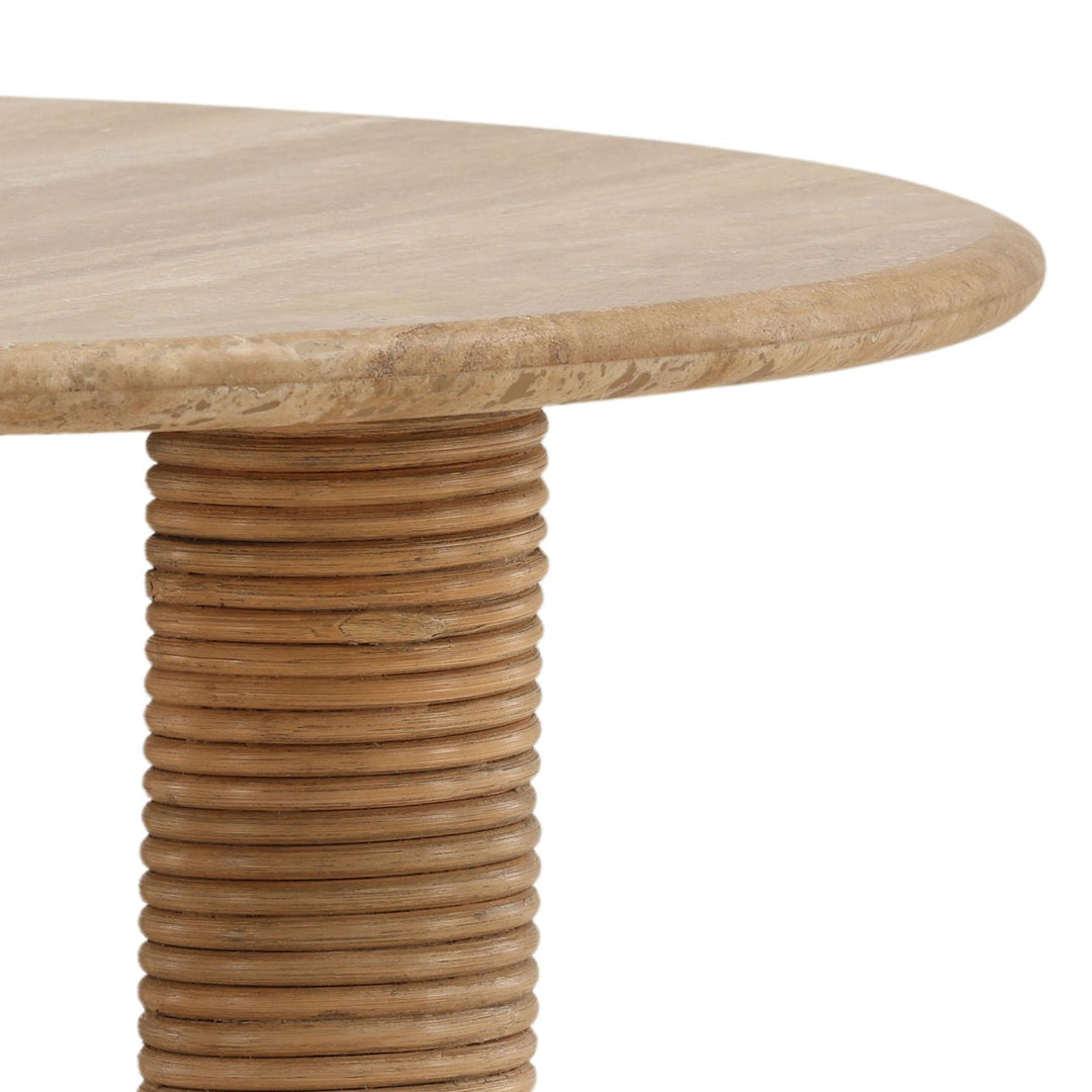 Eira Travertine and Cane Coffee Table, detail 2 view