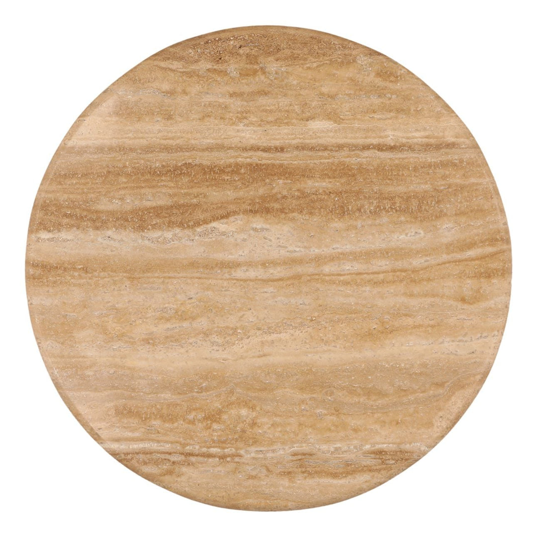 Eira Travertine and Cane Coffee Table, overhead view