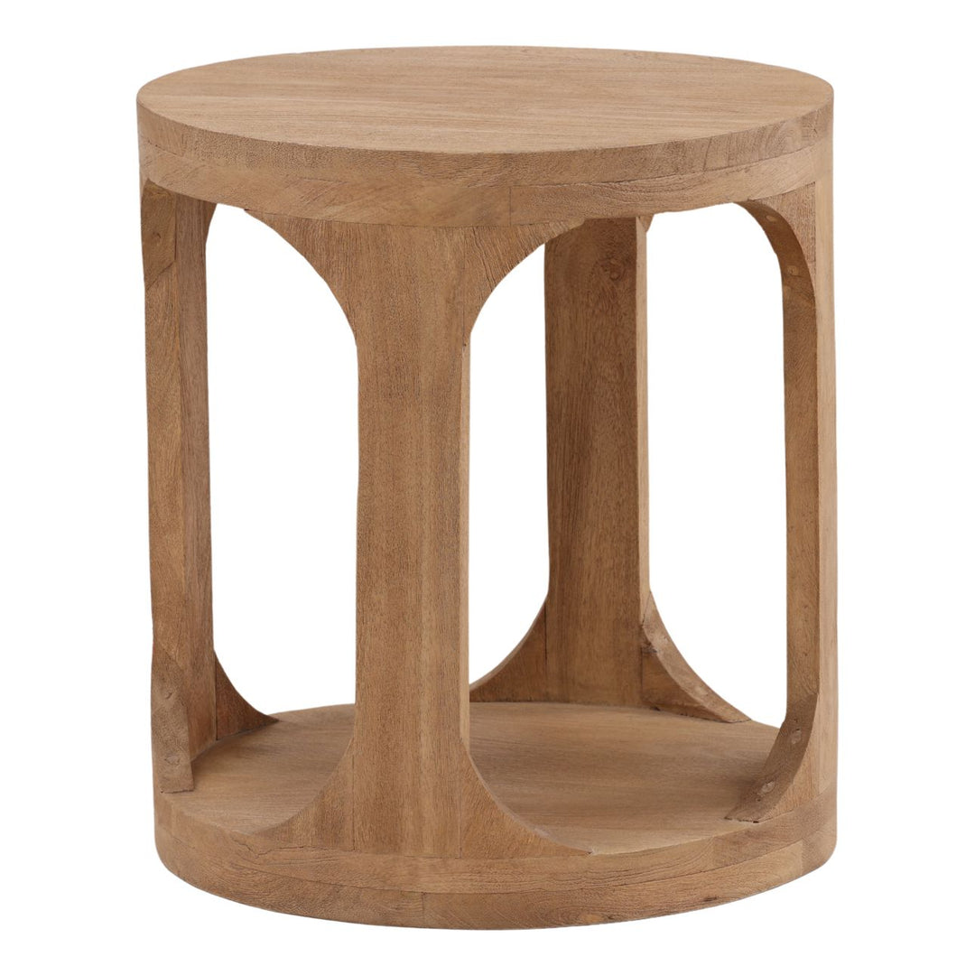 Solen Mango Wood Side Table, three-quarter studio view