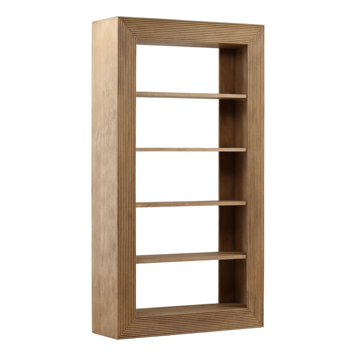 Ciro Mango Wood Bookcase, three-quarter studio view