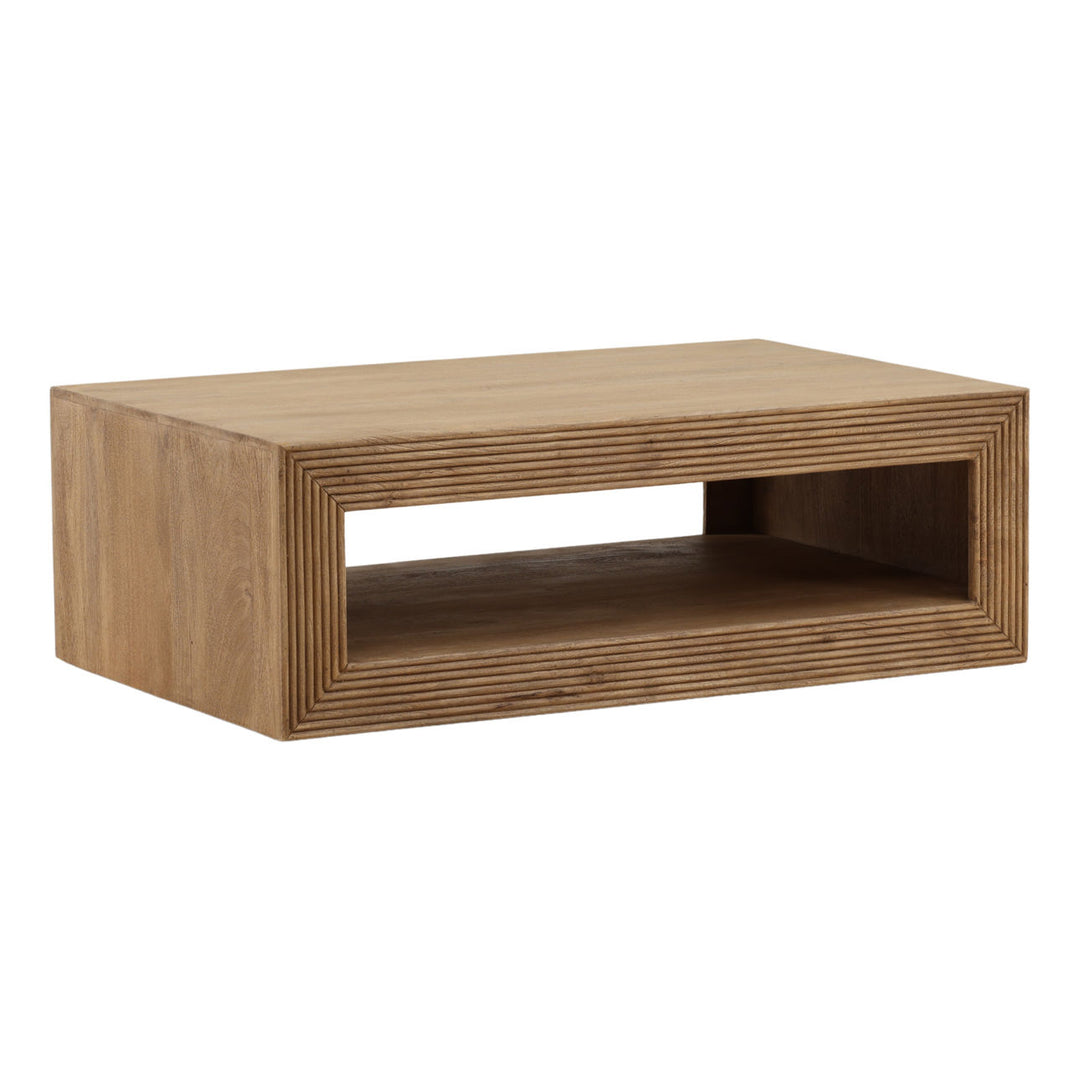 Otis Mango Wood Coffee Table, three-quarter studio view