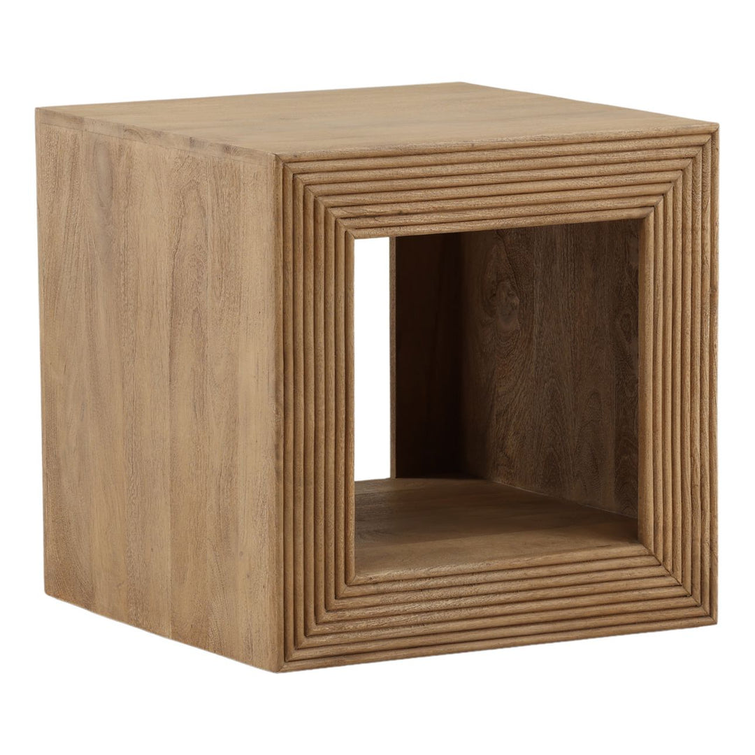 Otis Mango Wood Side Table, three-quarter studio view