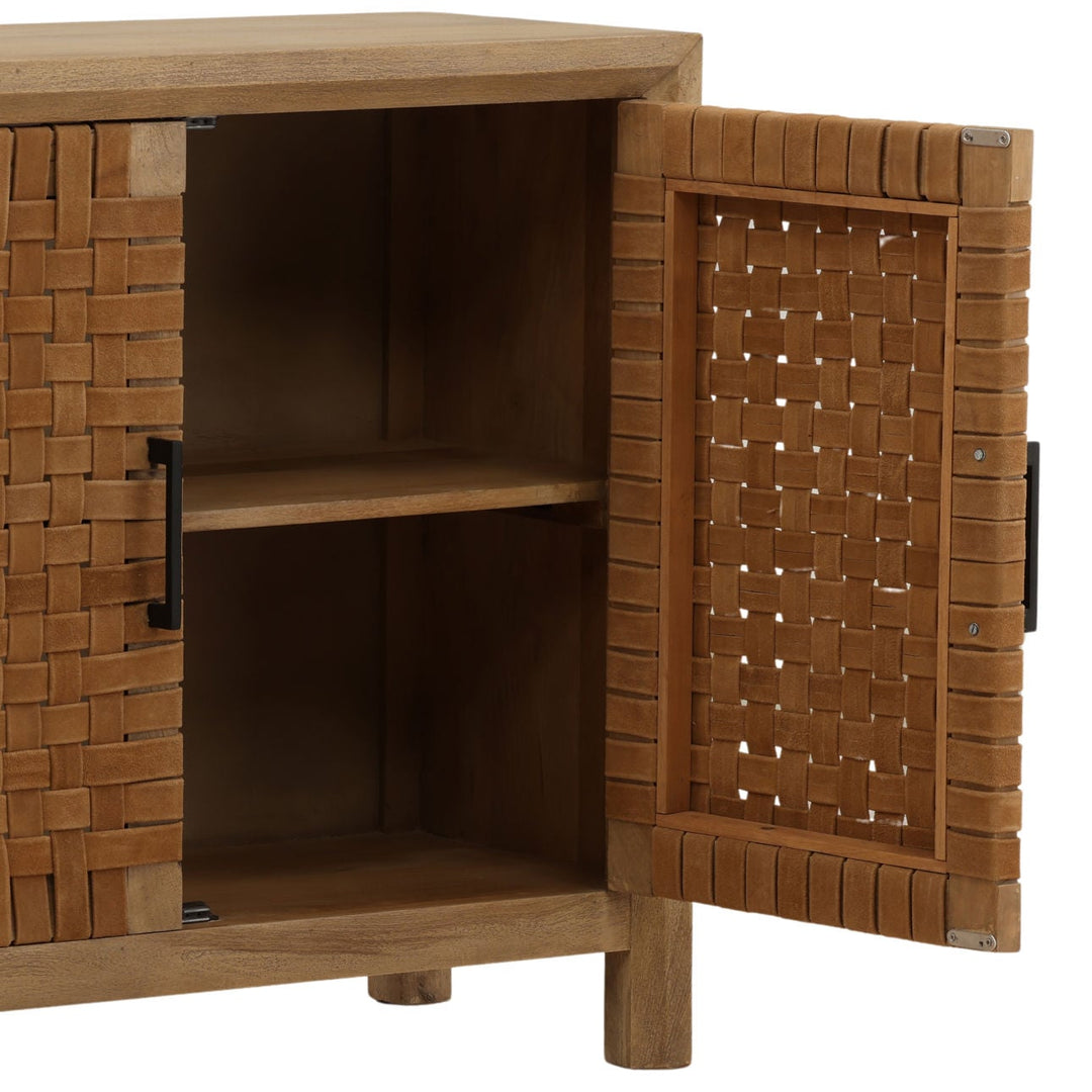 Octave Mango Wood and Leather Sideboard, Two Door · 38 inches wide, detail 2 view