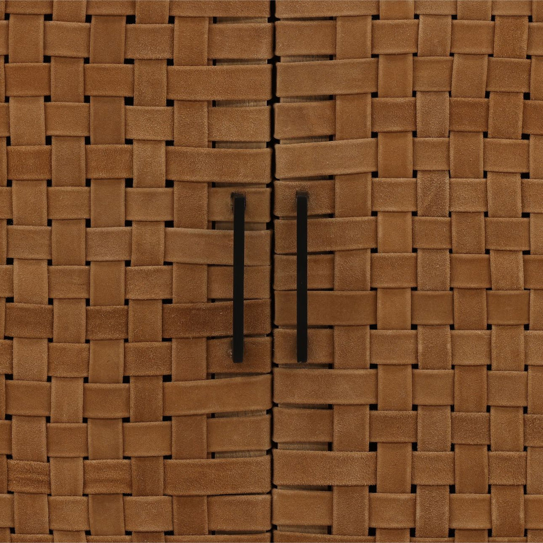Octave Mango Wood and Leather Sideboard, Two Door · 38 inches wide, detail 3 view