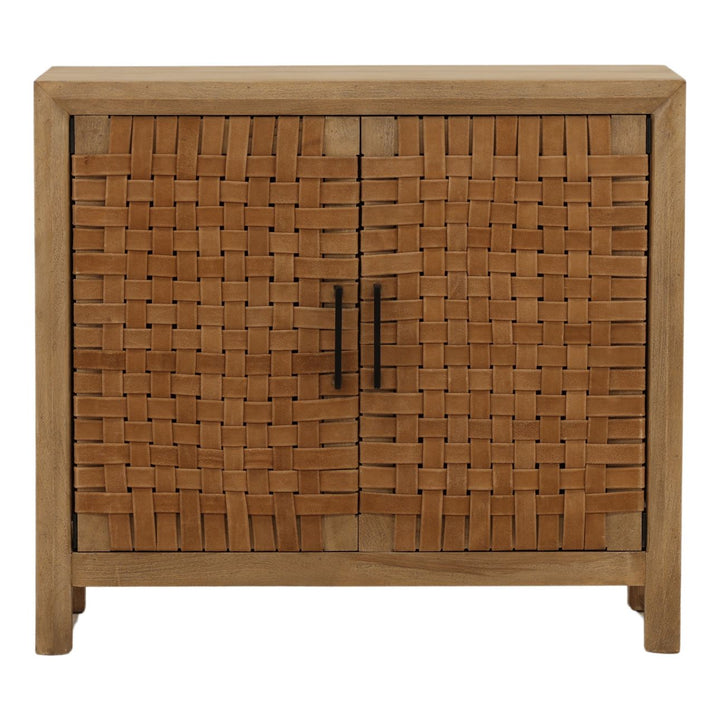Octave Mango Wood and Leather Sideboard, Two Door · 38 inches wide, front view