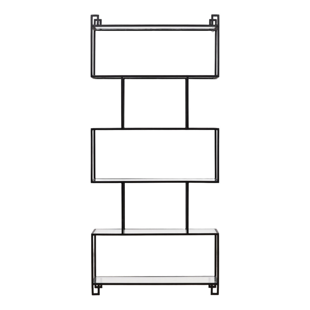 Yara Glass and Metal Bookcase, front view