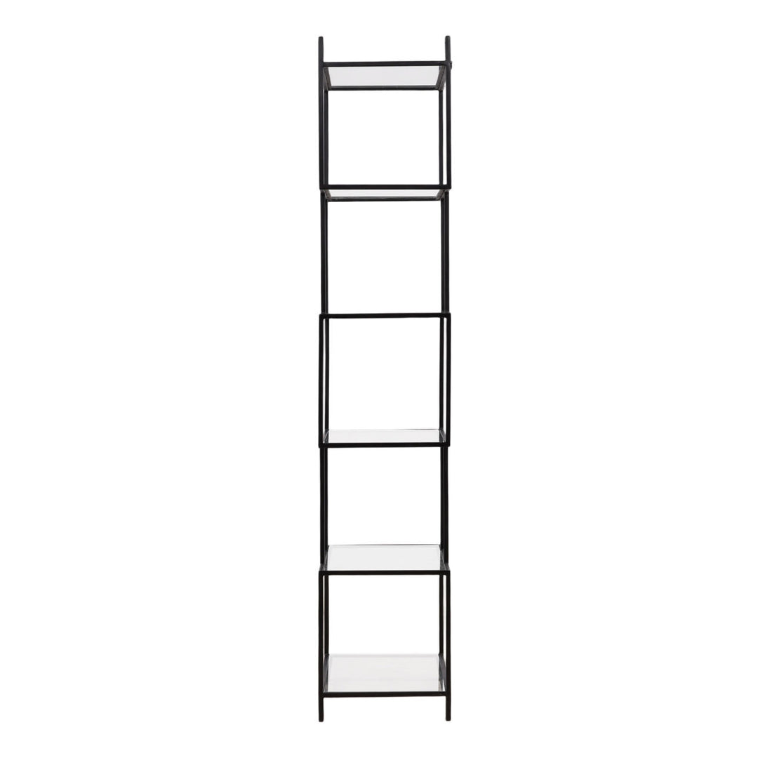 Yara Glass and Metal Bookcase, profile view