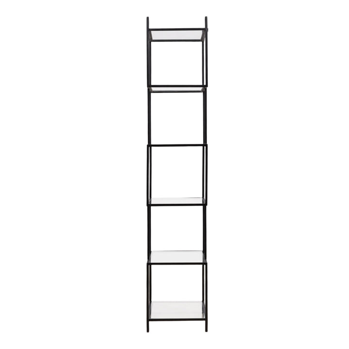 Yara Glass and Metal Bookcase, profile view