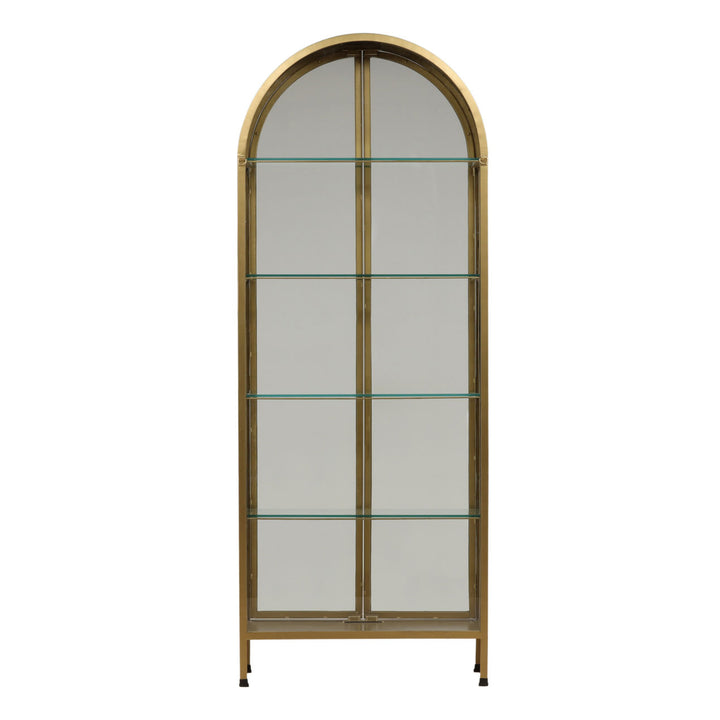 Verde Brass Finish Glass Cabinet, back view