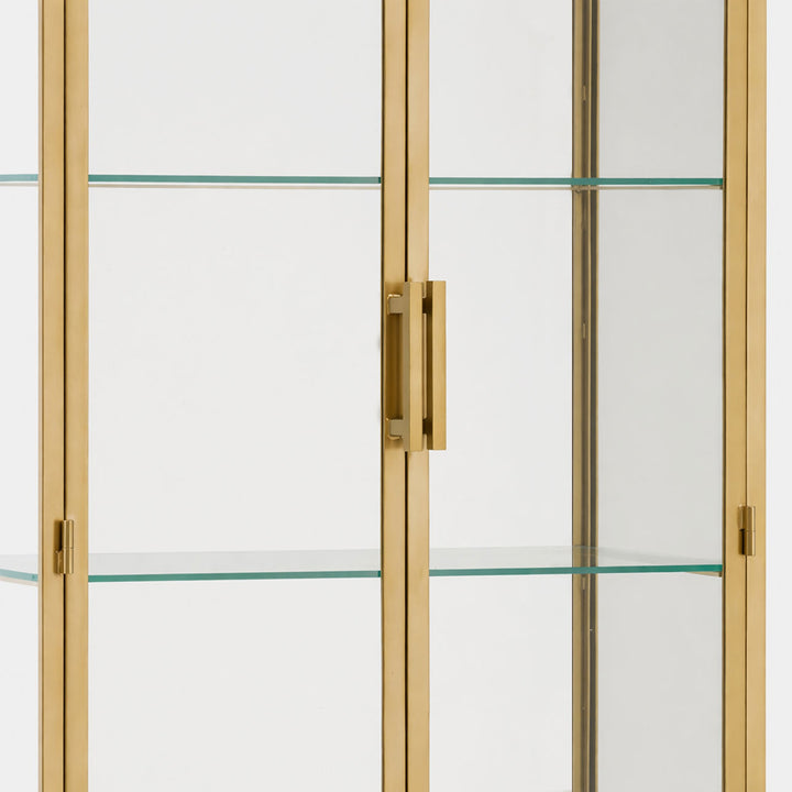 Verde Brass Finish Glass Cabinet, detail 2 view