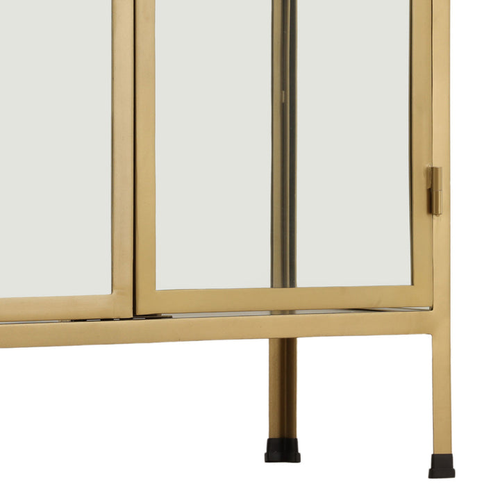 Verde Brass Finish Glass Cabinet, detail 3 view
