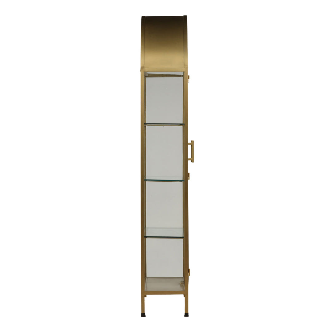 Verde Brass Finish Glass Cabinet, profile view