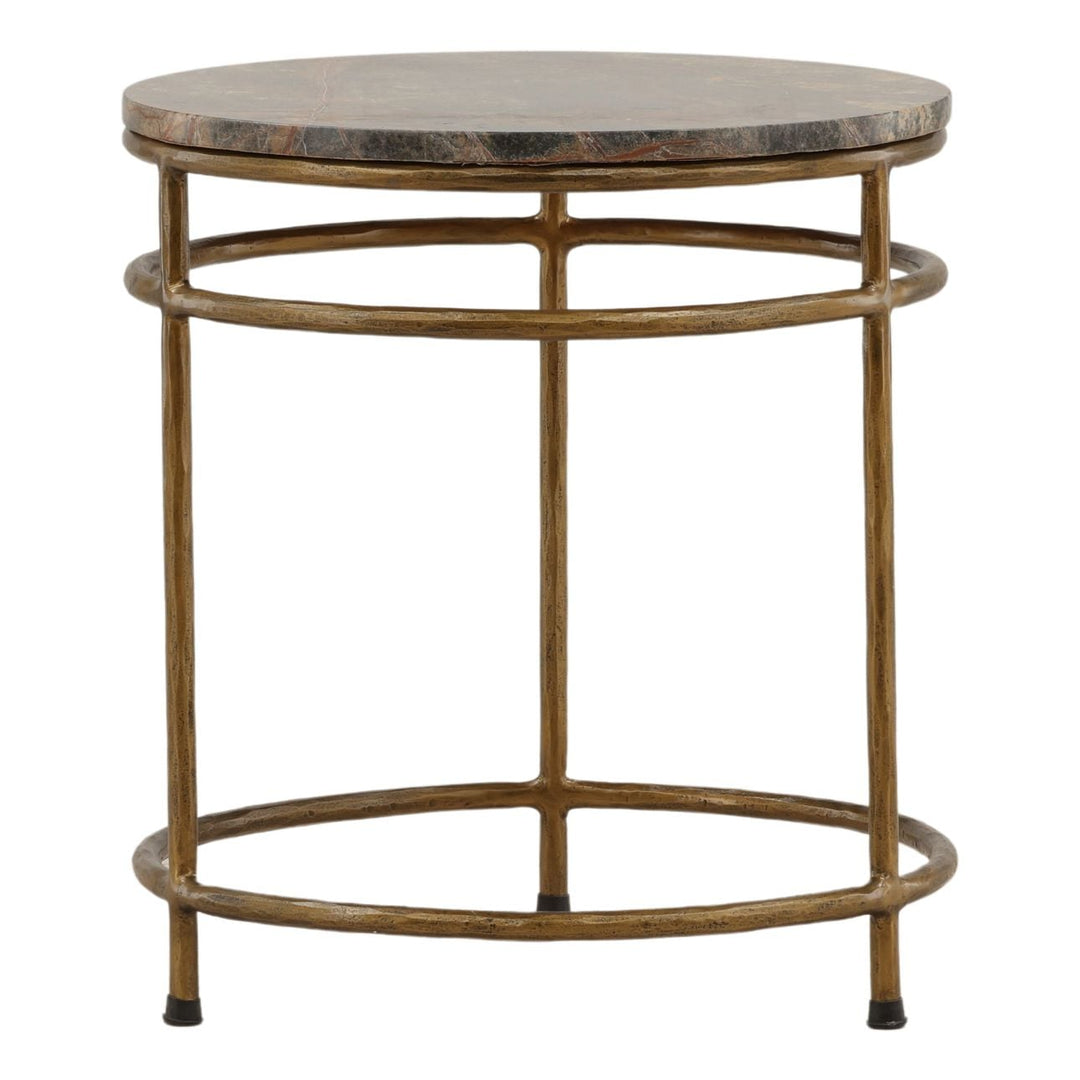 Meridian Marble Side Table, Green and Brown, back view