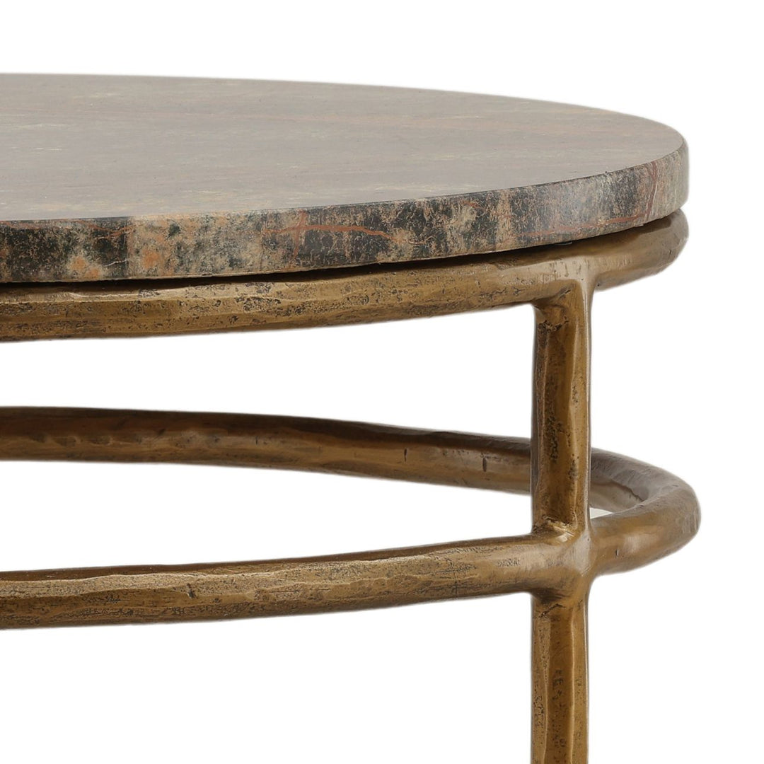Meridian Marble Side Table, Green and Brown, detail 2 view