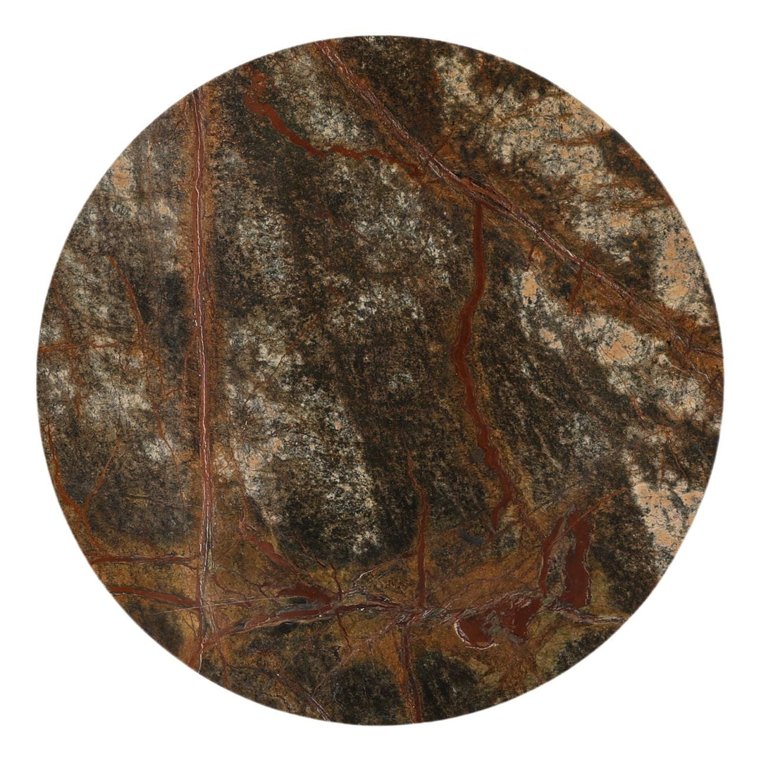 Meridian Marble Side Table, Green and Brown, overhead view