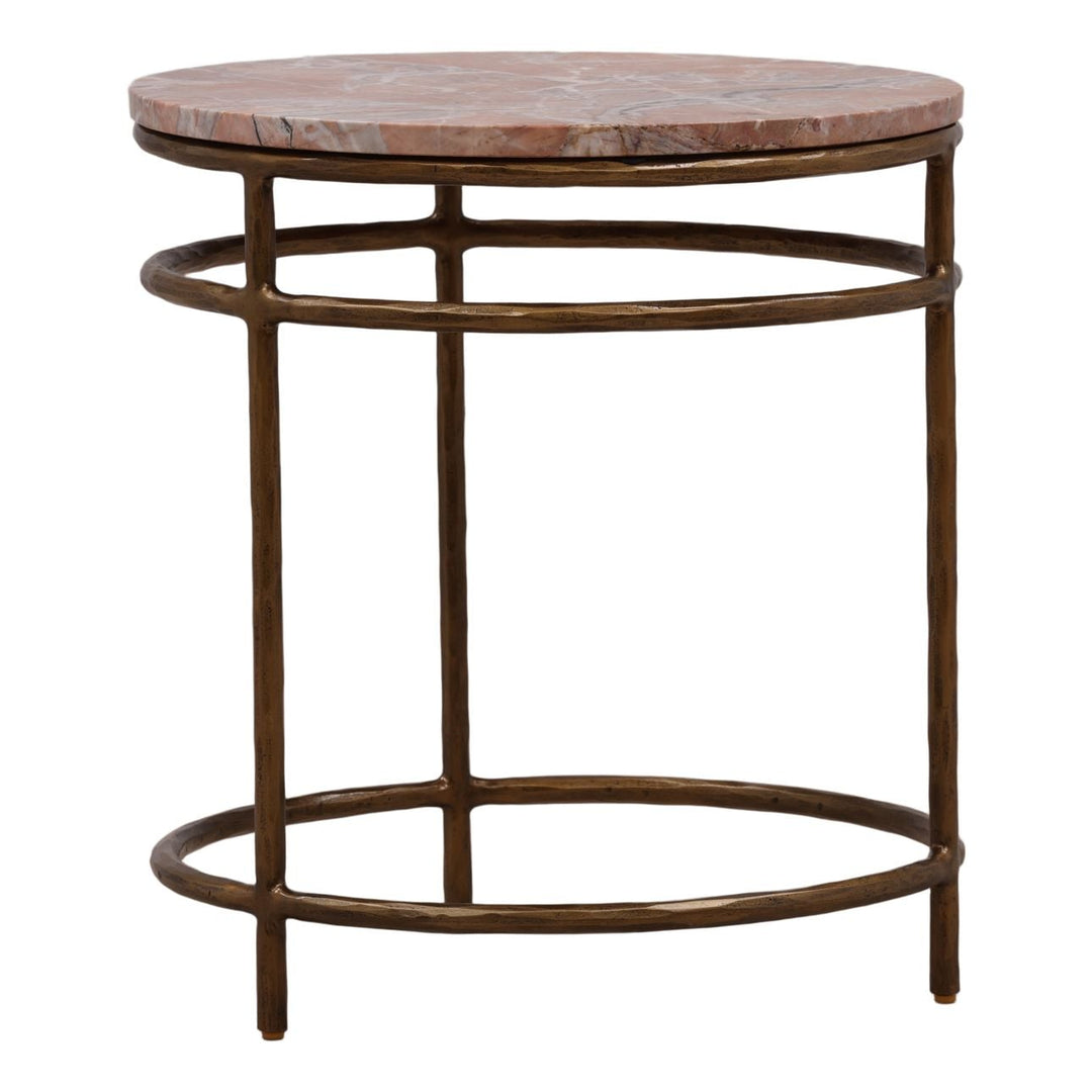 Meridian Marble Side Table, Orange, three-quarter studio view