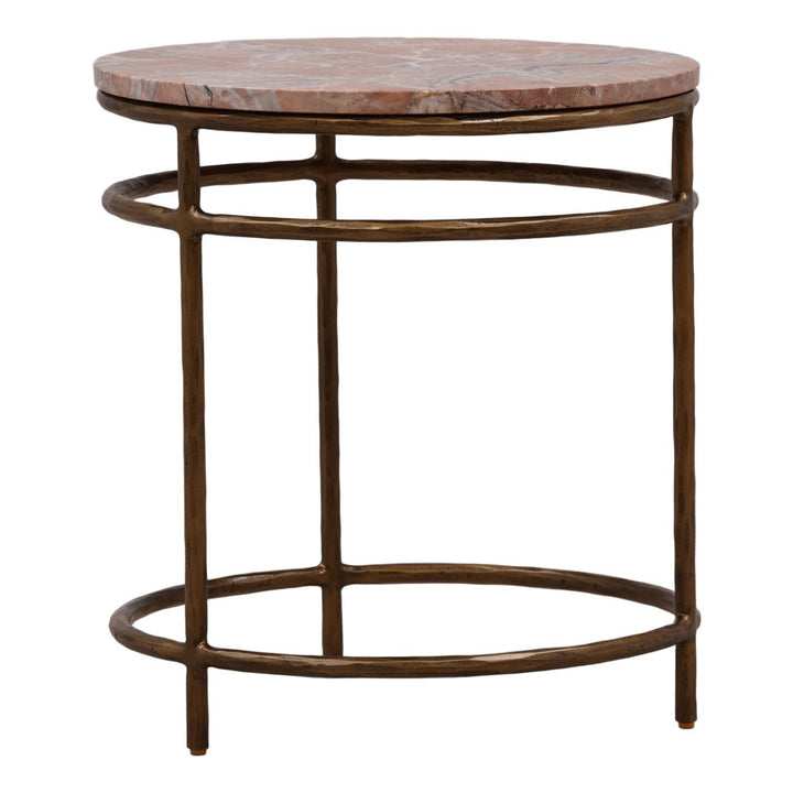 Meridian Marble Side Table, Orange, three-quarter studio view