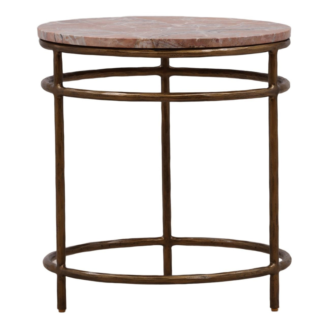 Meridian Marble Side Table, Orange, front view
