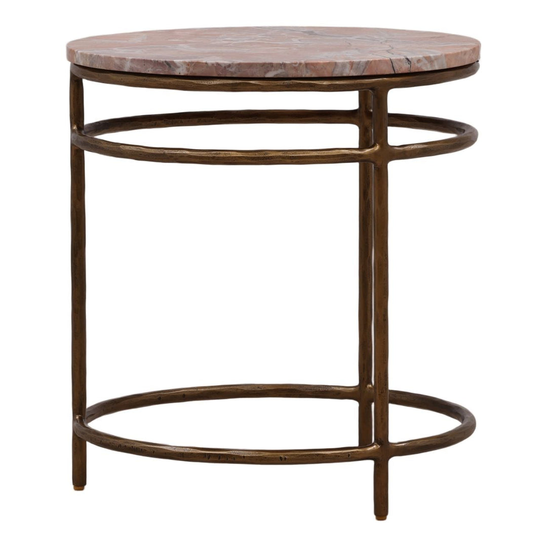 Meridian Marble Side Table, Orange, profile view