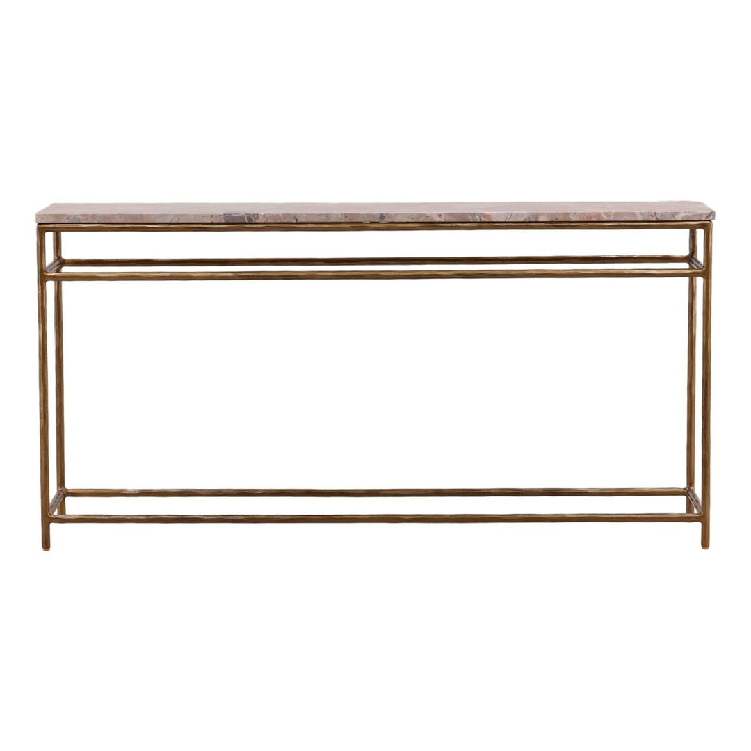 Ansel Marble Console Table, Orange Marble · Antique Brass, front view