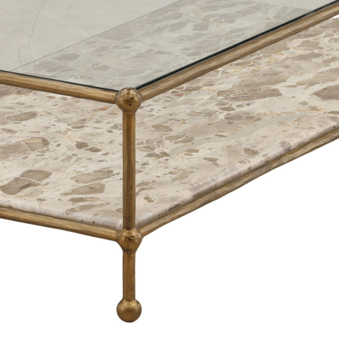 Vesta Marble and Glass Coffee Table, detail 2 view