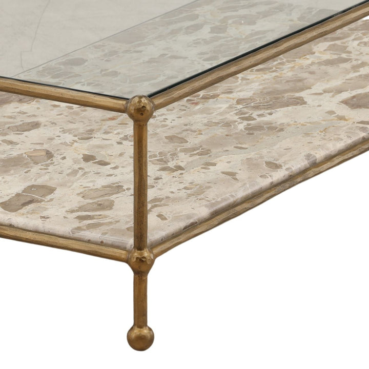 Vesta Marble and Glass Coffee Table, detail 2 view