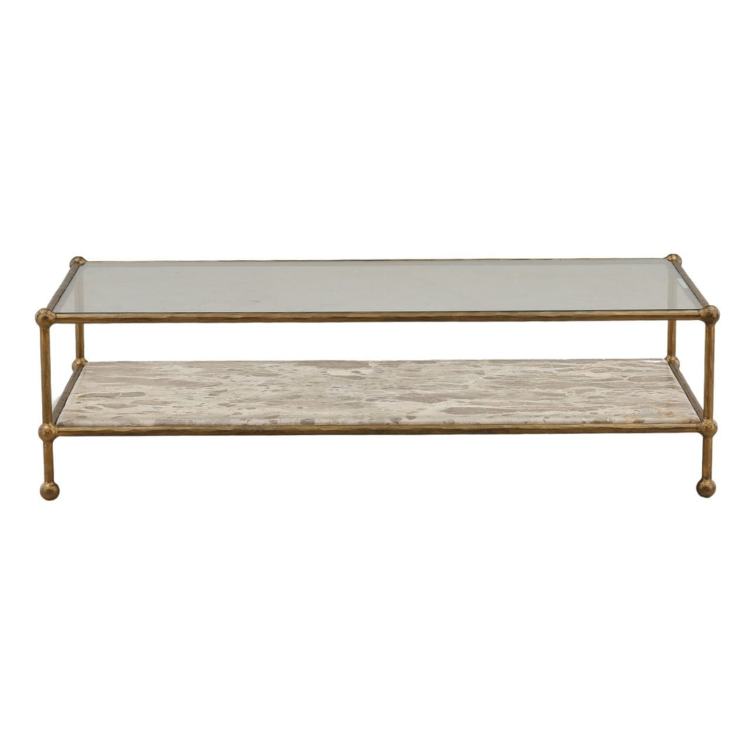 Vesta Marble and Glass Coffee Table, front view