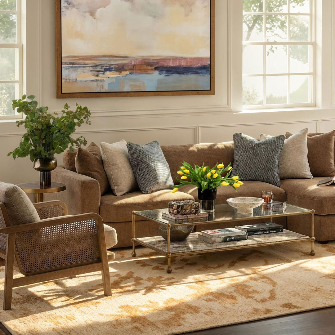 Vesta Marble and Glass Coffee Table, lifestyle view